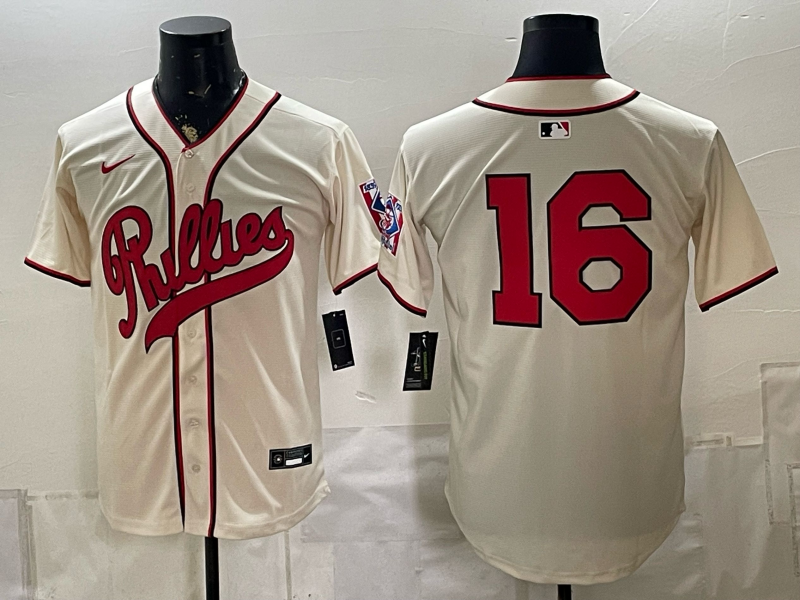Men 2026 Philadelphia Phillies #16 cream Game Nike MLB Jersey 082600